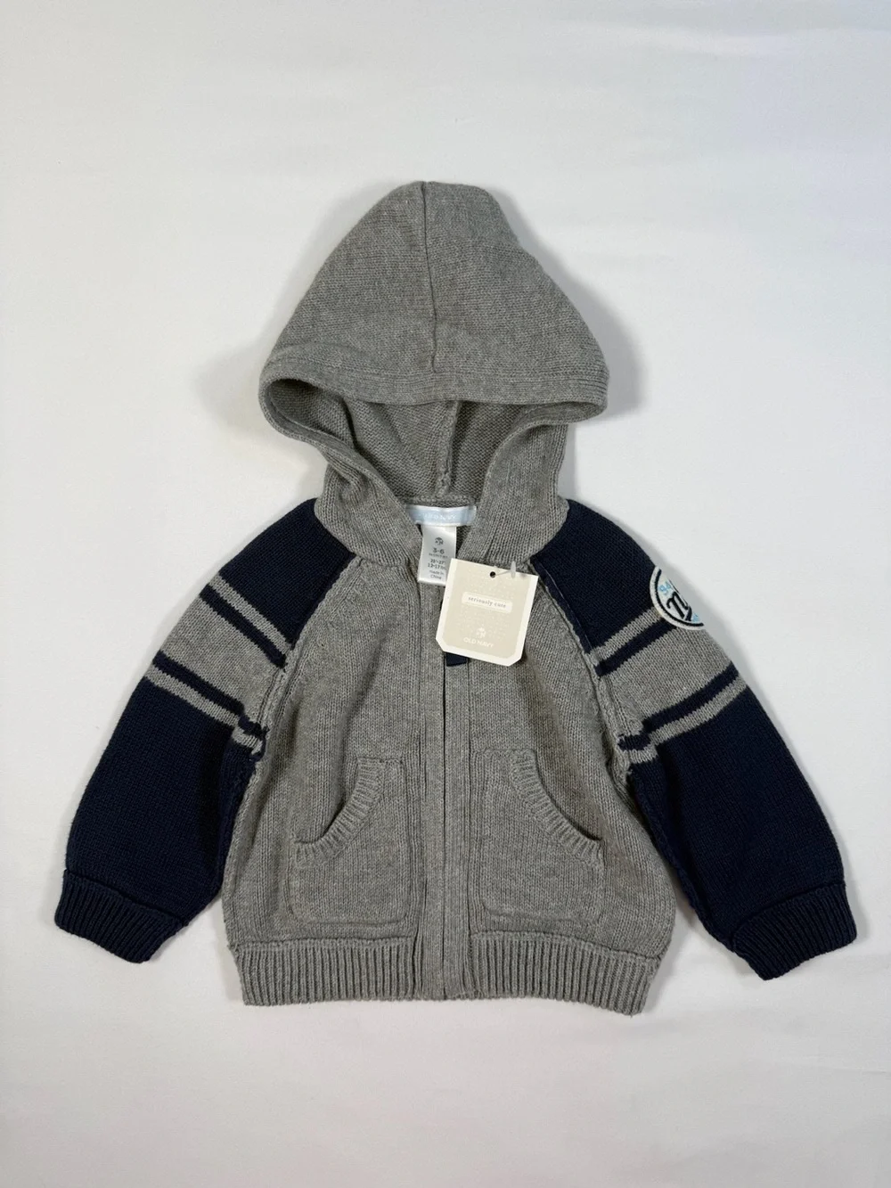 NWT OLD NAVY Y2K Varsity Sweater Hoodie Toddler 3-6M‎ Zip Up Rugby Preppy NEW